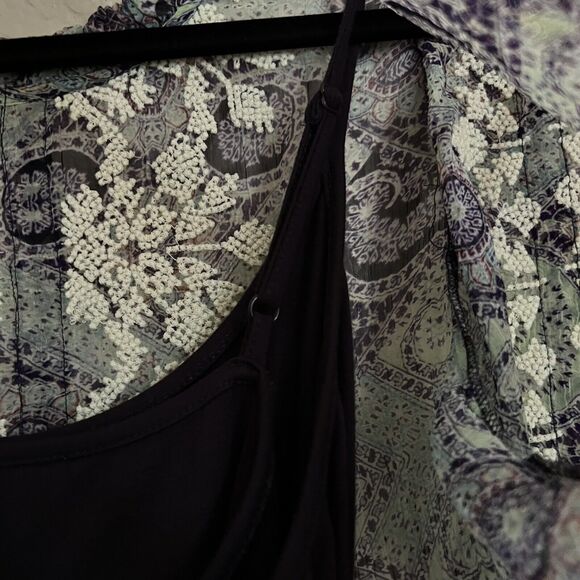 SUNDANCE Victorian charm Embroidered Long Slv Blouse Sz S Boho Lined Crinkle - Picture 9 of 10